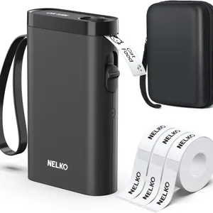 NELKO P21 LABEL MAKER MACHINE WITH 3 TAPES AND CASE, LABEL PRINTER, BLACK -N