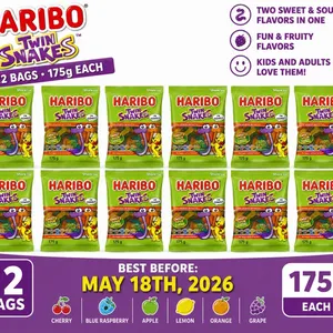 CASE WITH 12 175G BAGS OF HARIBO TWIN SNAKES