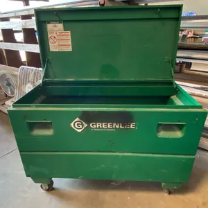 GREENLEE MOBILE GREEN HEAVY DUTY JOB BOX, DIMENSIONS APPROX 48X24X25 (INCHES)