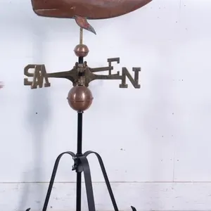 HAND HAMMERED COPPER FOLK ART WHALE WEATHERVANE