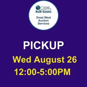 Pickup is Wednesday August 26, 12:00-5:00PM
