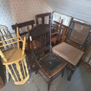 9 Wooden Chairs & Baby Bed