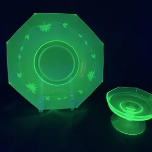 Uranium Glass Platter & Bowl