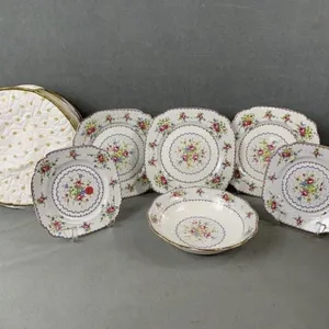 6 Royal Albert Petite Point Dishes & Bowl
