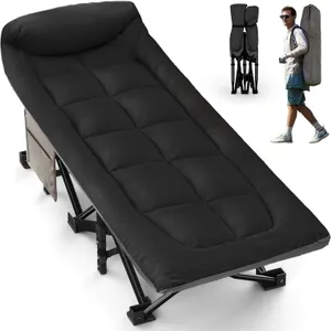 NEW $110 Folding Cot with Carry Bag, Grey/Black