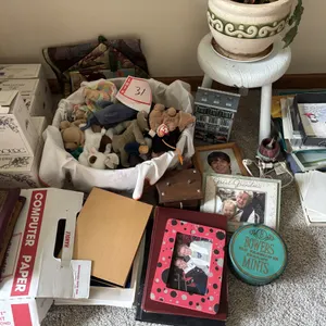 French lead crystal glasses, picture frames, beanie babies