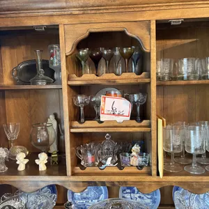 Glass & stemware on top 2 shelves