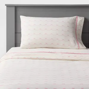 **NEW** Pillowfort Queen Pretty Bow Kids' Cotton Sheet Set