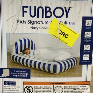 **APPEARS USED/OPEN BOX** FUNBOY Blue Car Twin Air Mattress Bed with Electric Pump