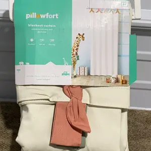 **NEW** Tie Top Embellished Kids' Blackout Window Curtain Panel with Ties - White