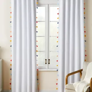 **APPEARS NEW** Set of 2 - Pillowfort 84" Blackout Tassel Kids' Curtain Panel - White