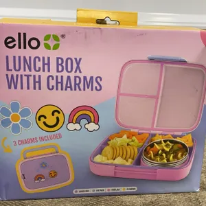 **NEW/OPEN BOX** Ello Kids Insulated Bento Lunch Box with Thermos & Charms - Purple