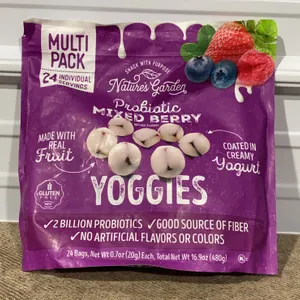 **NEW**  Nature's Garden Probiotic Mixed Berry Yoggies, 30 Pack - Best By: 3/27