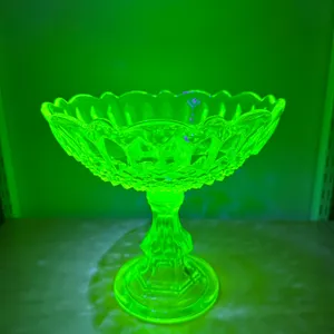 Uranium Glass Pedestal Compote Bowl
