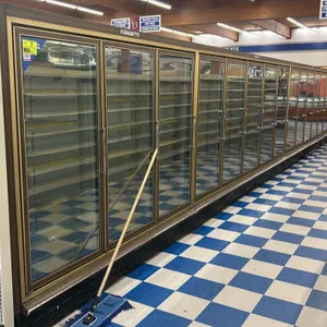 Master-Bilt CEL/EL-3 frozen food glass doors. Features adjustable wire shelving, interior lighting, and woodgrain-style trim. Electrical: 115/230V, 60