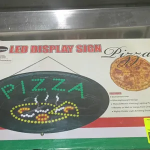 Winware FCN-PIZZA LED pizza display signs. Features dust-proof cover, lightweight design, and three flashing lighting patterns. Designed for wall moun