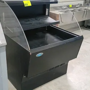 Federal Industries ELPRSS3 BP self-contained open merchandiser. Features curved glass sides, one adjustable shelf, and an open front display. Dimensio