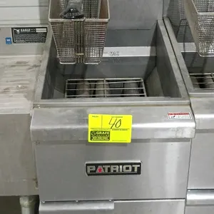 2024 Patriot PT-F3-NG gas deep fryer. Features stainless steel construction, a 3-tube heating system, and includes one wire fry basket. 16"x30"x44". F