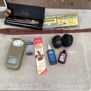 Gun cleaning kit, Browning sling, deer chaser, deer lure, buck scent, earmuffs, etc.