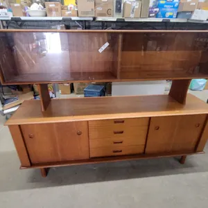 Danish Mid-Century Modern Teak Credenza and Hutch Wall Unit by Børge Mogensen 50”×72”×18”