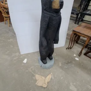 Carved Standing Black Bear Statue on Round Base 49” tall manitoba artist
