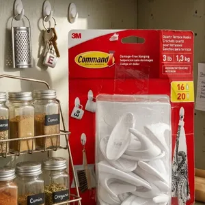 3M Command Quartz Terrace Hooks 16-Pack