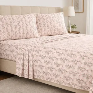 Comfy Bamboo World 4-Piece King Sheet Set, Pink Floral Design