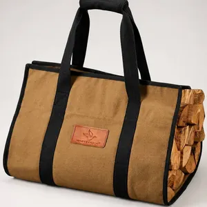 White Duck Canvas Firewood Log Carrier, Olive, 39"x 18"