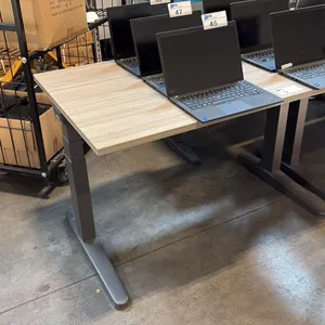 OAK FINISH ADJUSTABLE SIT-STAND COMPUTER DESK 46.0"W X 29.0"D X 28.0"H