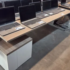 OAK FINISH ADJUSTABLE SIT-STAND COMPUTER DESK 72.0"W X 29.0"D X 28.0"H