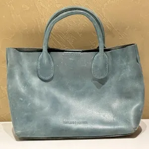 Portland Leather Goods Blue Leather Hand Bag