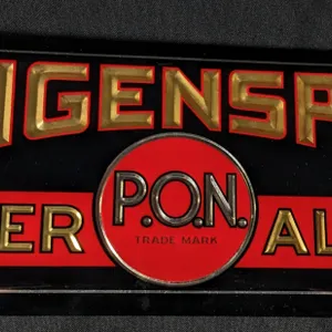 CELLULOID OVER TIN SIGN FEIGENSPAN P.O.N. BEER & ALES