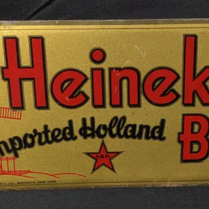 TOC TIN BEER SIGN TRY HEINEKEN'S IMPORTED HOLLAND BEER