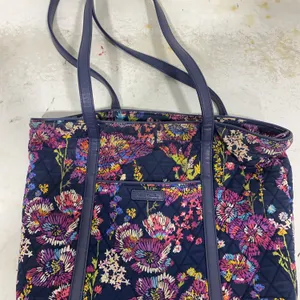 Vera Bradley quilted tote bag in the "Midnight Wildflowers" pattern