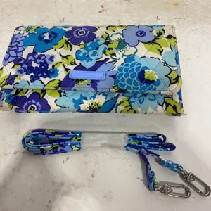 Vera Bradley Trifold Crossbody Wallet in the retired "Blueberry Blooms"