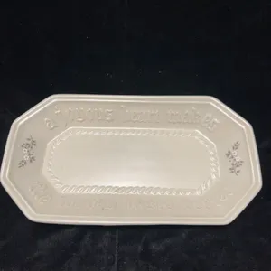 Pfaltzgraff Stoneware Bread Tray "A Joyous Heart Makes the Loaves Taste Better" USA Gray Floral