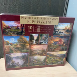 Peaceful Scenes From Nature 10-Piece Jigsaw Puzzle Set, 3400 Total Pieces, Multiple Artists, Boxed C