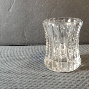 Pressed Glass Toothpick Holder with Patterned Sides and Flared Rim, Vintage Tabletop Collectible Ite