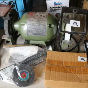 House of Tools 6" bench grinder, comes with extra stones and dressing tool, working at time of catal