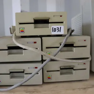 Six vintage Apple Unidisk external disk drives. Untested at time of cataloguing