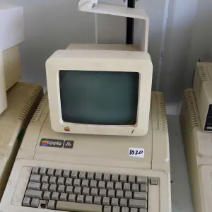 Vintage 1980s Apple IIE and Apple Monitor with stand. See photos for internals , untested at time of