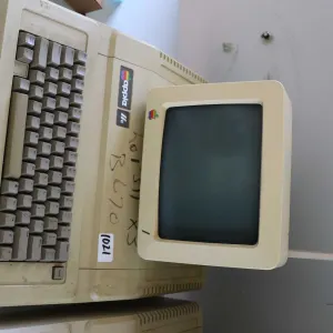 Vintage 1980s Apple IIE and Apple Monitor with stand. See photos for internals , untested at time of