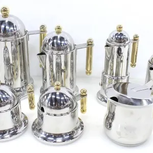 VEV VIGANO KONTESSA ITALIAN GOLD CHROME COFFEE SET
