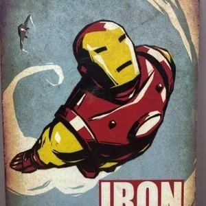 Decorative Tin Sign - Iron Man. 11.5”Wx8”H.