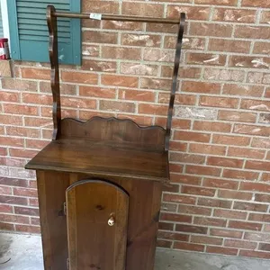 vintage wooden dry sink cabinet, likely crafted