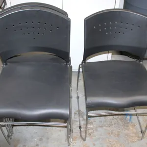 5 Black Armless Stack Chairs