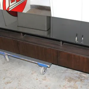 Wood and Glass Media Console Cabinet