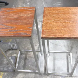 Parallel Lines Wood and Metal Stools