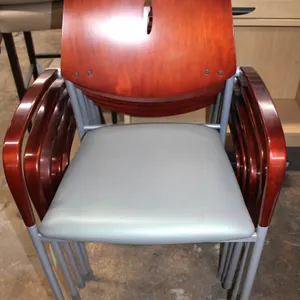 5 Gunlocke Wood and Metal Stack Chairs