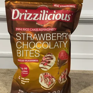 **NEW** Drizzilicious Strawberry Chocolaty Mini Rice Cake Bites 4oz Bag - Best By 12/2026